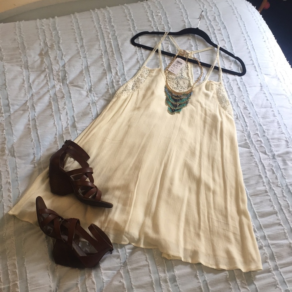 Windsor cream racerback dress with lace detail